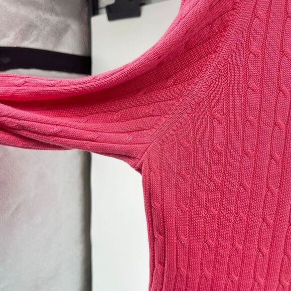 Moda International Women’s Pink Silk Cotton Cable Knit Pullover Sweater XL - Picture 8 of 11